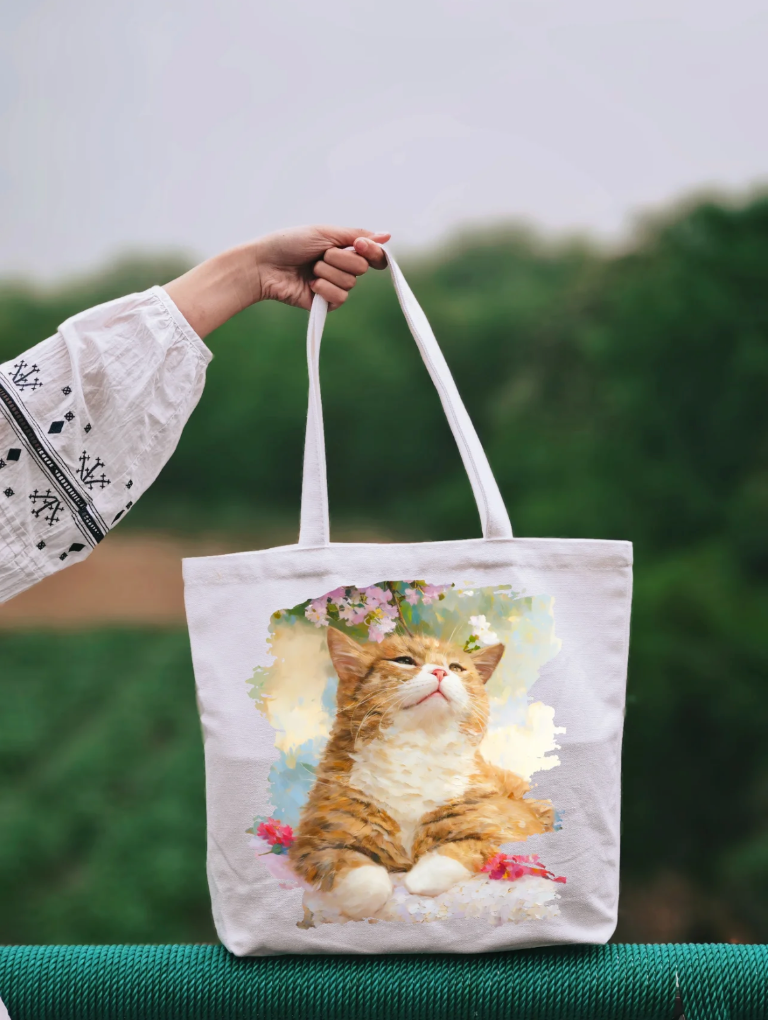 Artistic Cat Canvas Tote Bag 2